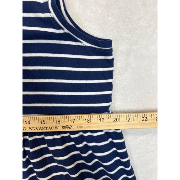 J.Crew‎ Dress Womens Medium Navy Blue White Striped Sleeveless Tiered Cotton - Picture 6 of 7